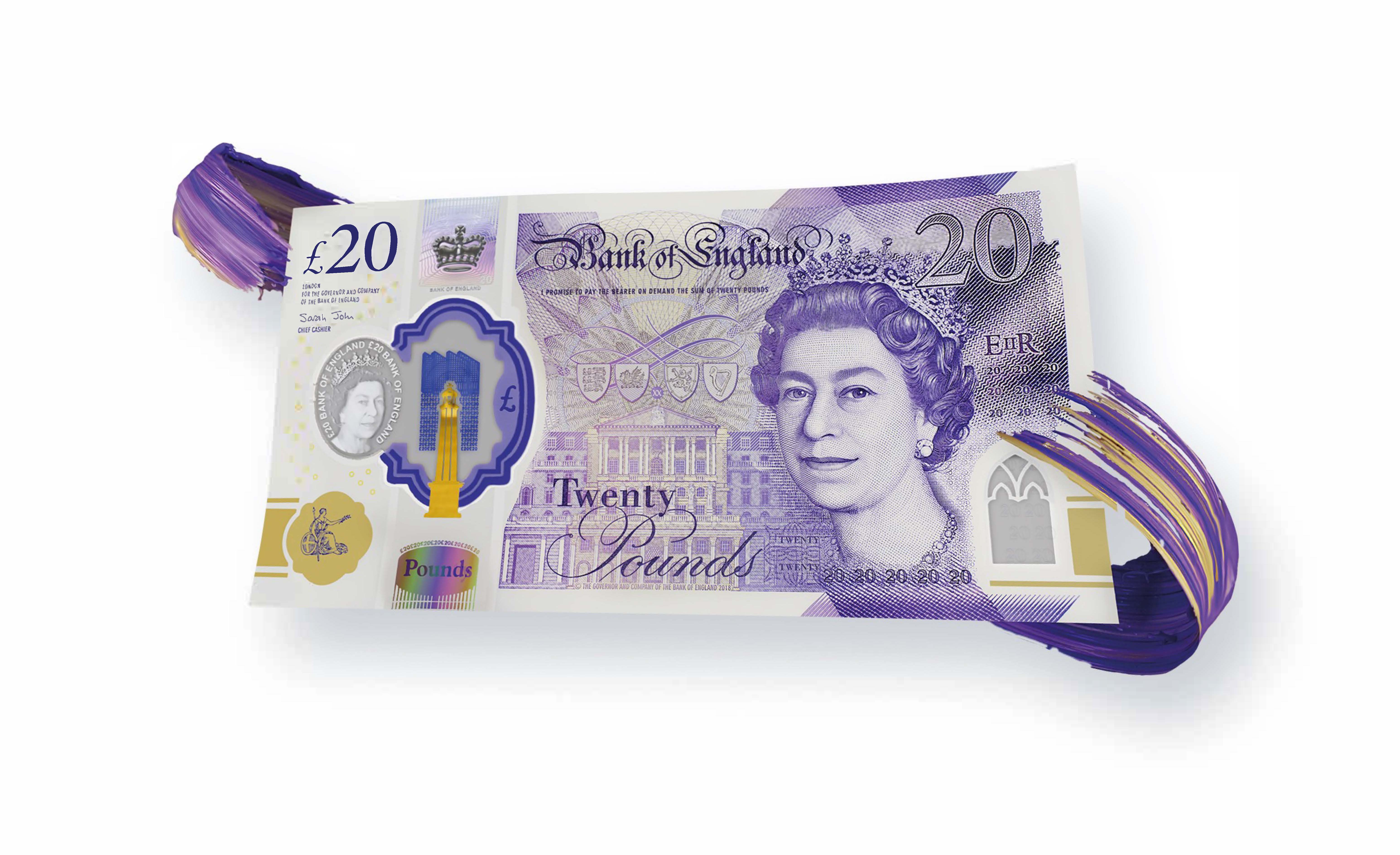 Банкноты фунтов стерлингов Великобритании. 20 стерлингов в рублях